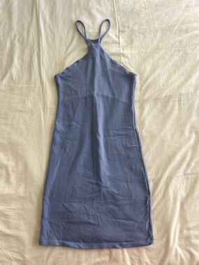 Zara Lavender-Blue Halter Mini Dress